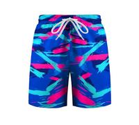 Arshiner Boys Swim Trunks Boys Swimming Shorts Geometry Patterned Mesh Lined Quick Dry 2 in 1 Board Shorts Kids Light Weight 7-8 Years
