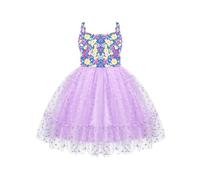 Arshiner Floral Dress Girls Purple Summer Strap Dress Children's Tulle Dress Formal Dress School Enrollment Dresses Beach Dress 2-3 Years