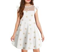Arshiner Girls Dress Summer Tween Girl Dress Ruffles Short Sleeves mesh Dresses Children A line Elegant Princess Party Dresses Birthday Dresses with Pockets Star 150 11-12 Years