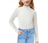 Arshiner Girls Long Sleeve Tops Thermal Base Layer Mock Neck White 3-4 Y