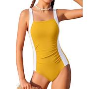 Arshiner Girls One Piece Swimsuit Color Blocking Summer 9-10 Years Yellow