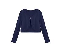 Arshiner Girls Open Front Cardigan Bolero Kids Long Sleeve Shoulder Jacket Bolero Jacket for School enrolment & Christening Dresses Navy Blue 140