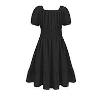 Arshiner Girls' Summer Elegant Party Dress - Off The Shoulder, Festive, Comfortable, Beach Dress - Black, Size 120