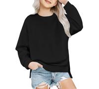 Arshiner Girls Sweatshirt Ultracomfortable Top Side Split 9-10 Years Black