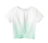 Arshiner Girls T-Shirts Twist Front Kids Summer Printed Round Neck Short Sleeve Tops Casual Fashion Tee Shirt for Girls 6-7 Years Multicolor