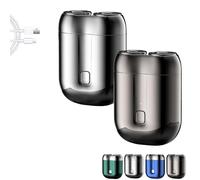 Arshipscho 2025 New Upgrade Pocket Shaver USB Mini Shavers, Portable Magnetic Rechargeable Waterproof Razor for Men, Pocket Size Dual Head Electric Razor for Travel Home Car(Gray+Silver)
