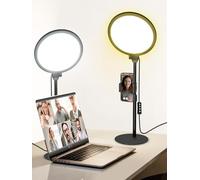 Arsoer 10 Inch Desktop Selfie Light for Conferences, 10 W Dimmable Table Video Light for Zoom Meeting, Full Screen Ring Light with Stand & Phone Holder for Phone/Laptop/Computer/Microlandscape