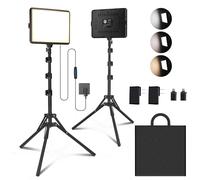 Arsoer 2-Pack LED Photography Lighting Kit, 15W Bi-Color Video Light Kit, 2800-6500K LED Light CRI 97+, Studio Light with 70” Tripod Stand for Photography/YouTube/Video Recording/Content Creation