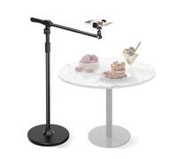 Arsoer Phone Floor Stand, Overhead Phone Mount with Extendable Horizontal Arm & Remote, 360° Rotatable Extension Arm, Adjustable Tripod Stand for iPhone17, Video Recording, Photography, Live Streaming