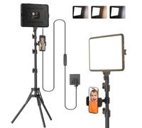Arsoer Video Light Set, 1-Pack 15W 2800-6500K Dimmable Photography Light, 25x20cm Studio Light with Tripod/Type-C Adapter/Charger/Phone Holder, Camera Light for Video Recording/YouTube/TikTok/Portrait