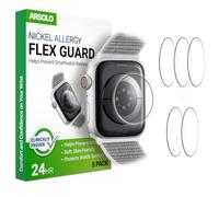 Arsolo [5 Pack Flex Guard Nickel Metal Allergy Back Protector for Apple Watch [44/45mm], Prevent Rash, Contact Dermatitis, Soft Film, Sensor Protector, Back Cover for iWatch 44mm / 45mm