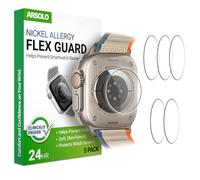 Arsolo [5 Pack] Flex Guard Nickel Metal Allergy Back Protector for Apple Watch Ultra 2, Prevent Rash, Contact Dermatitis, Soft Film, Sensor Protector, Back Cover for iWatch 49mm