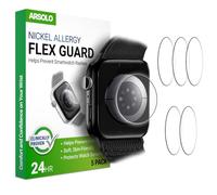 Arsolo [5 Pack Nickel Metal Allergy Back Protector for Apple Watch Series 10 [46mm], Prevent Rash, Contact Dermatitis, Soft Film, Sensor Protector, Back Cover for iWatch 46mm