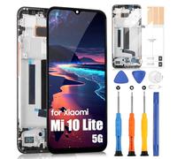ARSSLY LCD Screen for Xiaomi Mi 10 Lite 5G Screen for Xiaomi Mi10 Lite 5G M2002J9G M2002J9S LCD Display Touch Screen Digitizer Complete Assembly with Tools (Black with Frame, Incell)