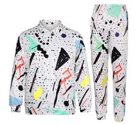 Arssm Retro 80s 90s Outfit Sets for Men Vintage Jacket and Joggers Sweatpants 80s Tracksuit Streetwear, White, XXL