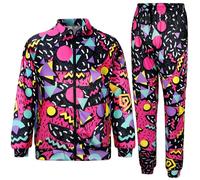 Arssm Retro 80s 90s Outfit Sets for Men Vintage Jacket and Joggers Sweatpants 80s Tracksuit Streetwear, Purple, XL