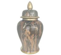 ARSTRIA Marble Pattern Ceramic Ginger Jar with Lid Decorative Temple Jar for Home Office Table Living Room Bedroom Decoration