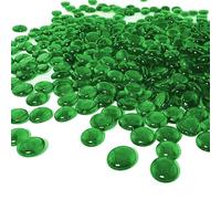ARSUK 170-180pcs Decorative Glass Pebbles, Stones Beads Rounded Gems Flat Marble, Vase Filler, Fire Artificial Crystal Gemstones for Aquarium, Mosaic Tiles Vases Craft, Garden Flowerpot(Green Pebbles)