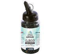 ARSUK Airsoft BB Pellets 0.20g 6mm - Ultra-Smooth Seamless for High-Precision Target Practice & Tactical Shooting - ABS Plastic for Consistent Performance (2000 BB-Pellets-Tub-Black)