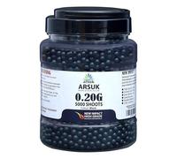 ARSUK 6mm Airsoft BBs 0.20g Black (5000 Count) - Seamless Polished Plastic Pellets, High Precision Rounds for Indoor Outdoor Recreational Game Play and Target Practice Training