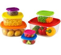 ARSUK 7PCS Plastic Food Containers with Lids - Airtight, Leakproof, Stackable & Freezer Safe - Assorted Sizes & Colorful Nesting Set - Ideal for Meal Prep, Lunch & Food Storage (13435 ml)