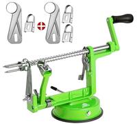 ARSUK Apple Peeler (3 Replacement Blades) Slicer Corer 3 in 1 Fruit Peeler Machine for Potatoes Stainless Steel Adjustable Blade for Easy Kitchen Use with Anti Slip Powerful Suction Base (Green)