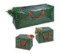 ARSUK Christmas Tree Storage Bag With 2 x Christmas Decorations Storage Bags For Baubles, Tinsel, String Lights - Fits Up to 7ft Artificial Trees - Extra Large Xmas Cover Bag (Green 3pcs Set)