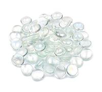 ARSUK Decorative Glass Pebbles, Stones Beads Rounded Gems Flat Marble, Vase Filler, Artificial Fire Gemstones Crystal for Aquarium, Mosaic Tiles Vases Craft Garden Flowerpot Landscaping(180pcs, Clear)