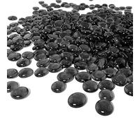 ARSUK Decorative Glass Pebbles, Stones Beads Rounded Gems Flat Marble, Vase Filler, Fire Artificial Crystal Gemstones for Aquarium, Mosaic Tiles Vases Craft, Garden Flowerpot(180 Pcs Black)