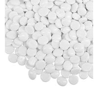 ARSUK Decorative Glass Pebbles Stones Beads Rounded Gems Flat Marble, Vase Filler, Fire Artificial Crystal Gemstones for Aquarium, Mosaic Tiles Vases Craft, Garden Flowerpot (180Pcs-White)
