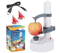 ARSUK Electric Potato Peelers - Automatic Rotating Peeler Machine, 3 Replacement Blades, 1 Knife and a Power Cord, Kitchen Peeling Tool (White)