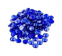 ARSUK Glass Pebbles Decorative Stones Beads Nuggets Gems Mosaic Tiles for Vases Craft Garden Bowls Fish Tank (70-80 Blue Pebbles)