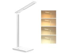 ARSUK LED Desk Lamp - Eye-Caring Reading Light, Dimmable Table Lamp with Touch Control, Adjustable Brightness & 4 Modes, Foldable Study Lamp for Office, Bedroom & Bedside Table (White)