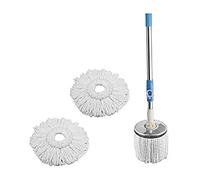 ARSUK Mop Pole Handle with 2 Replacement Mop Heads 100% Microfiber, 360º Rotating, Telescopic bar