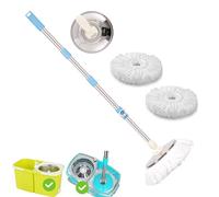 ARSUK Spin Mop Head Base Handle with 2 Microfibers Head Refills - Stainless Steel Mops Stick/Rod/Pole Replacement for 360° Spin Buckets Systems, Universal Mop Handle for Floor Cleaning
