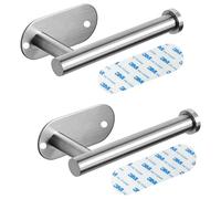 ARSUK Toilet Roll Holder 2 Pcs - Stick or Drill Toilet Roll Storage Wall Mounted - Water Proof & Self Adhesive - Toilet Paper Stainless Steel Loo Holder for Bathroom, Washroom, Kitchen In Silver