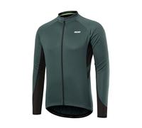 ARSUXEO Men's Cycling Jersey Long Sleeve Full Zipper Cycling Top with 3 Deep Pockets Bike Shirt 6030 Grenade Green S