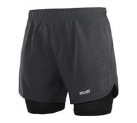 ARSUXEO Running Shorts Men Gym Shorts with Compression Shorts 2 in 1 Running Shorts for Workout Soccer Basketball B179 Gray XL