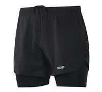 ARSUXEO Running Shorts Men Gym Shorts with Compression Shorts 2 in 1 Running Shorts for Workout Soccer Basketball B179 Black XL