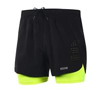 ARSUXEO Running Shorts Men Gym Shorts with Compression Shorts 2 in 1 Running Shorts for Workout Soccer Basketball B179 Green L