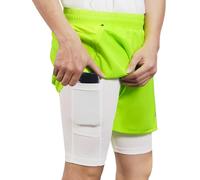 ARSUXEO Running Shorts Mens 2 in 1 Shorts Gym Shorts B191 with 2 Zipper and 1 Phone Pockets B2101 Neon Green X-Large