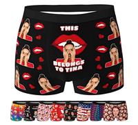 ARSWENGER Custom Boxer Briefs with Photos Texts, Customized Underwear Printed with Multi Girlfriend or Wife faces, Personalized Funny Valentine's Day Underpants Gifts for Husband (Style 24)