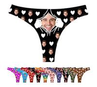 ARSWENGER Custom Thongs with Face Photos, Personalized Bikini Briefs Underwear, Funny Wife Husband Face Picture T-back Panty, Novelty Tangas Underpants Valentine's Day Birthday Gifts (S46)