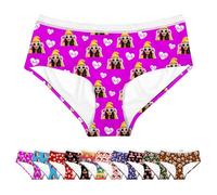 ARSWENGER Custom Triangle Underwear with Photos, Personalized Bikini Brief With White Lace, Funny Husband Wife Face Picture Panties Underpants, Novelty Knickers Valentine's Day Birthday Gifts (A91)