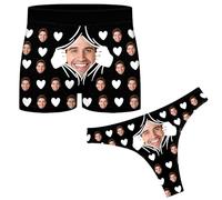 ARSWENGER Custom Underwear Set with Photo, Funny Boxer Briefs Thongs for Couples, Personalized Wife Husband Face Picture Underpants, Novelty Bikini Knickers Panty Valentine's Day Birthday Gifts (A10)