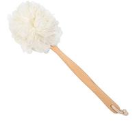 Arswin Loofah Back Scrubber for Shower, Wooden Long Handle Bath Sponge Lufa Shower Brush, Soft Nylon Mesh Back Cleaner Washer, Women & Men Exfoliating Luffa Pouf on a Stick for Body (White)