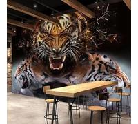 Art Abstract Fierce Tiger Domineering 3D Wallpaper Textured Silk Easy Install Living Room Sofa Bedroom Dining Room Home Decoration Wall-250cm×170cm