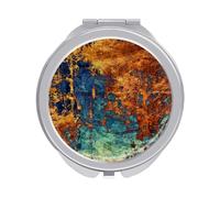 Art Abstract Graphic Background Dark Orange Black Folding Make Up Mirror, Compact 2X/1X Magnification Mirror, Women Portable Travel Makeup Mirror 2.4 x 2.4 inch