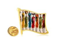 Art African Black Warrior Golden Metal Flag Lapel Pin Badge
