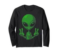 Art Alien Peace Sign UFO Long Sleeve T-Shirt